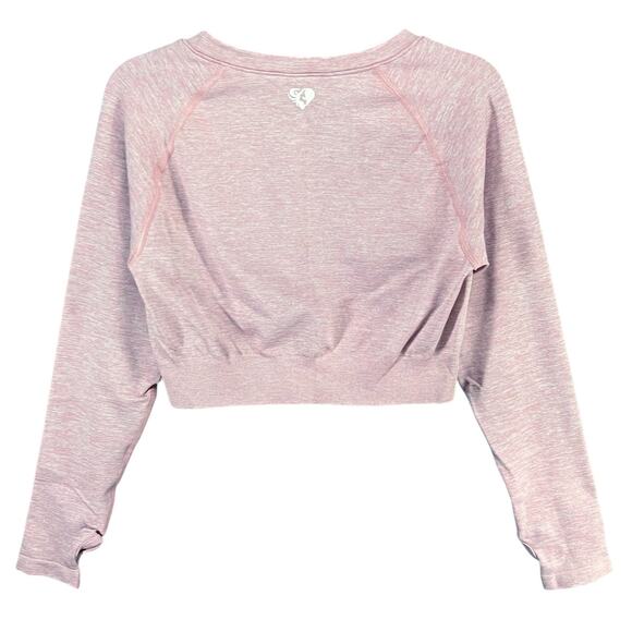 Womens Best Move Workout Crop Top XS/S Light Pink Marl Seamless Long Sleeve - Picture 4 of 9